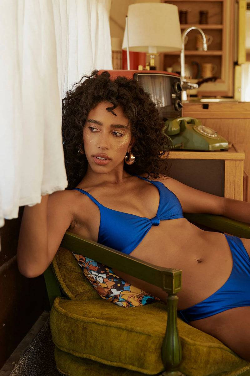 Zen Knotted Shimmer Triangle Bikini Top