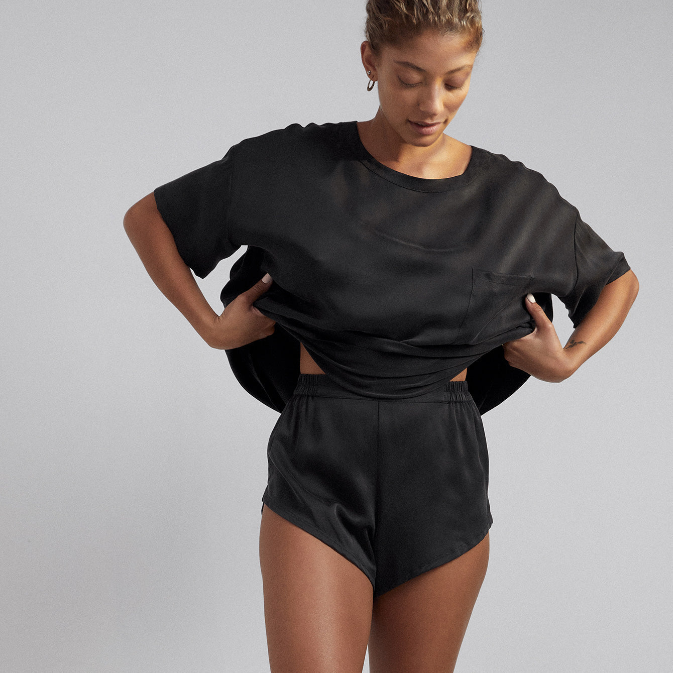 Lunya Silk Pajama Over Size Tee Set - OLIVIA PAISLEY