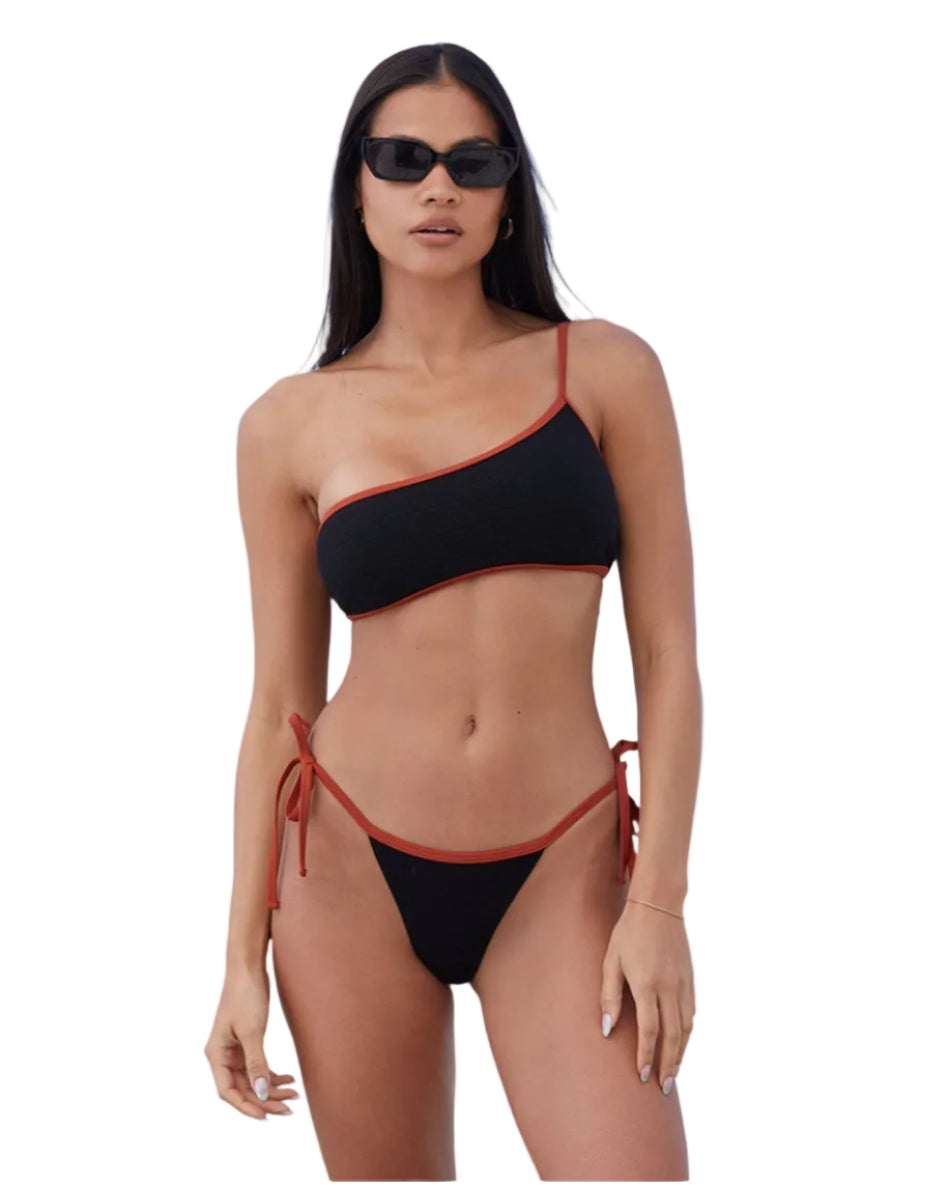 Relly Contrast Band String Bikini Bottom - OLIVIA PAISLEY