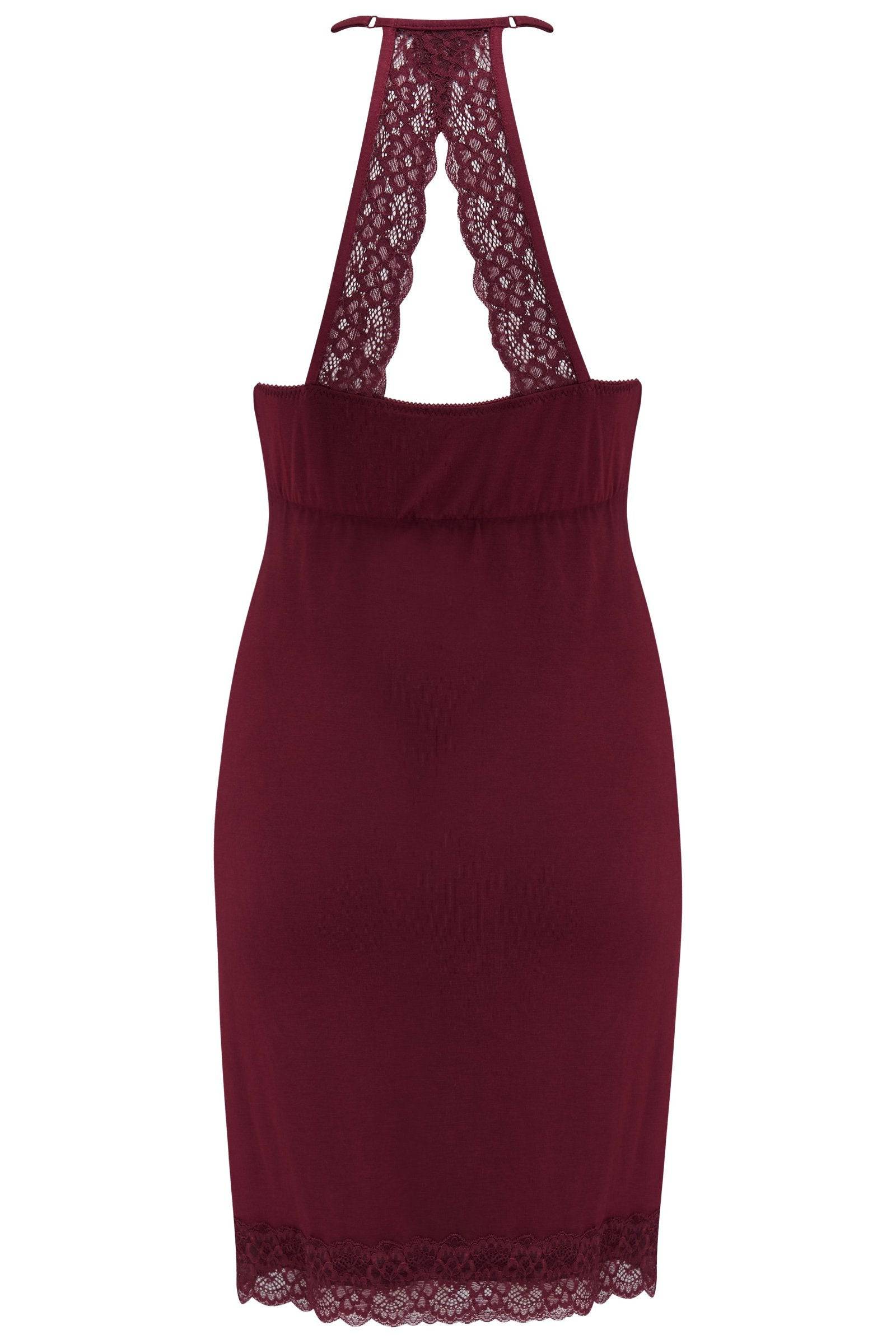 Sofia Lace Sheer Panel Removable Cup Chemise Berry - OLIVIA PAISLEY