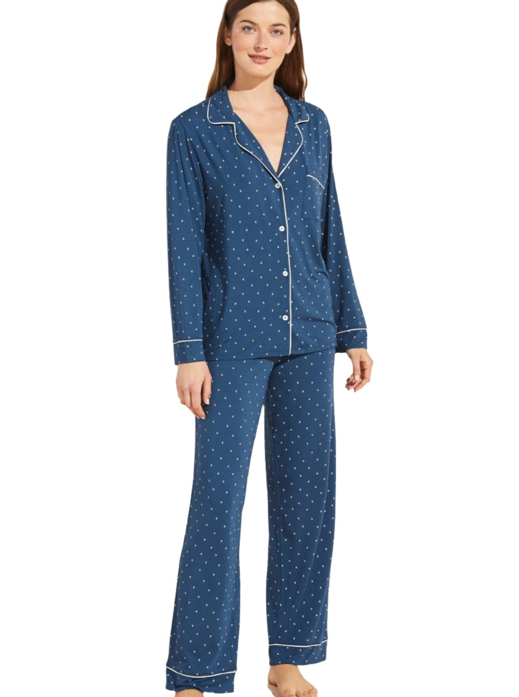 Eberjey Gisele Printed Tencel Modal Long PJ Set Lunita - OLIVIA PAISLEY