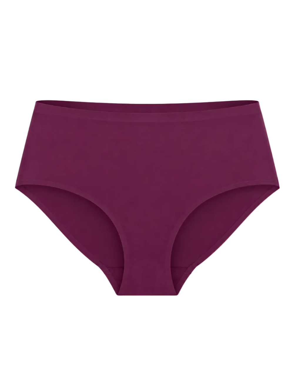 Front View of a blackberry color seamless hipster underwear displayed on a ghost mannequin, showcasing the smooth, seamless design, comfortable waistband, and full-coverage fit.
