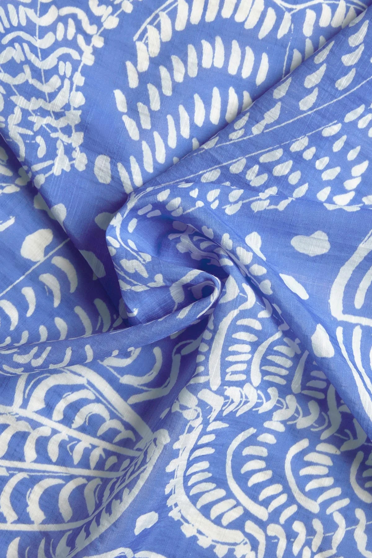 Blue fabric with white pattern