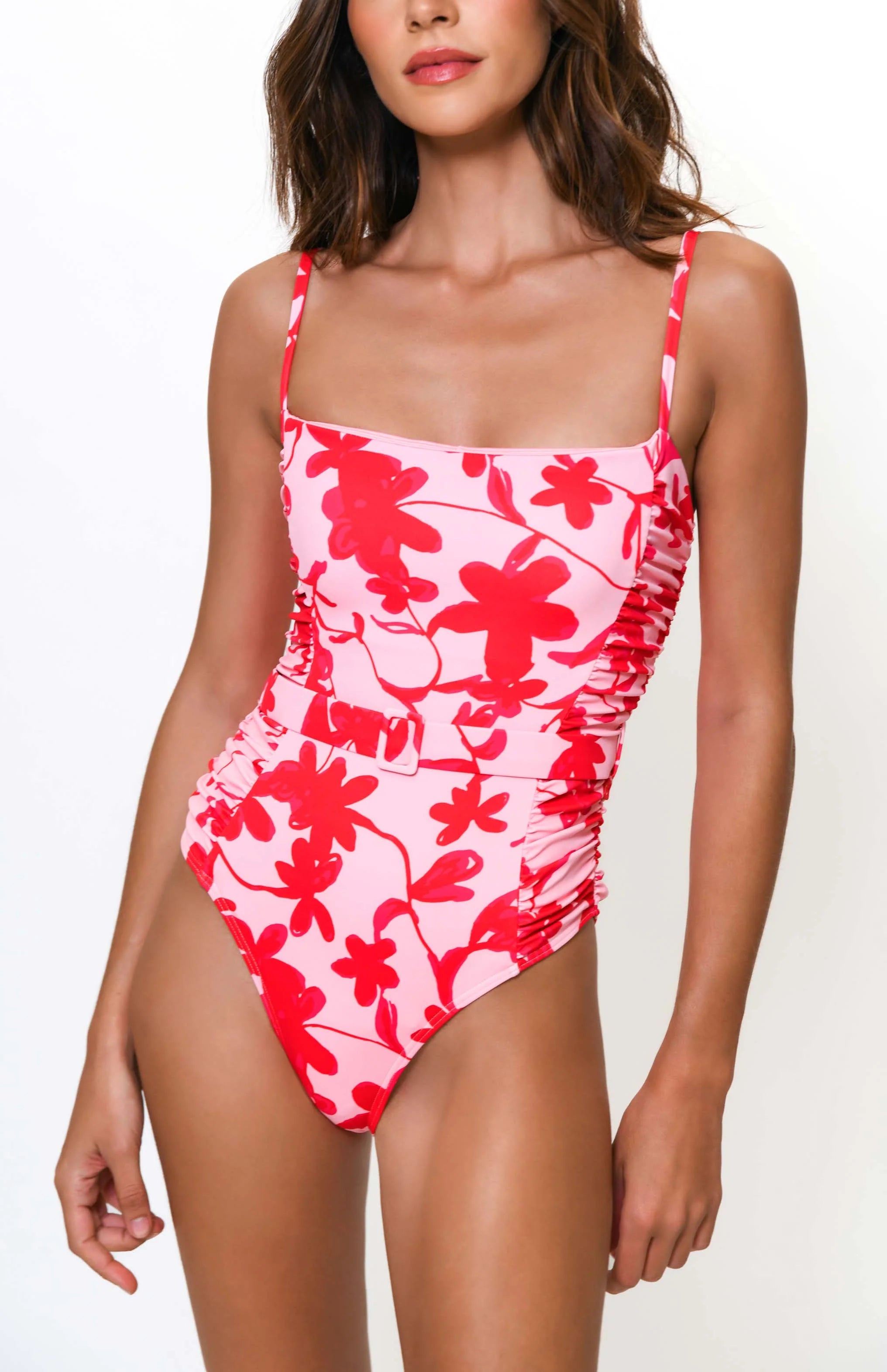 Jenny Floral Belted One Piece Swimsuit - OLIVIA PAISLEY 