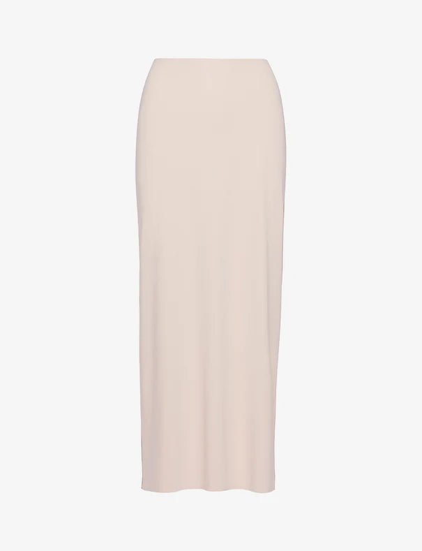 Beige pencil skirt on a white background