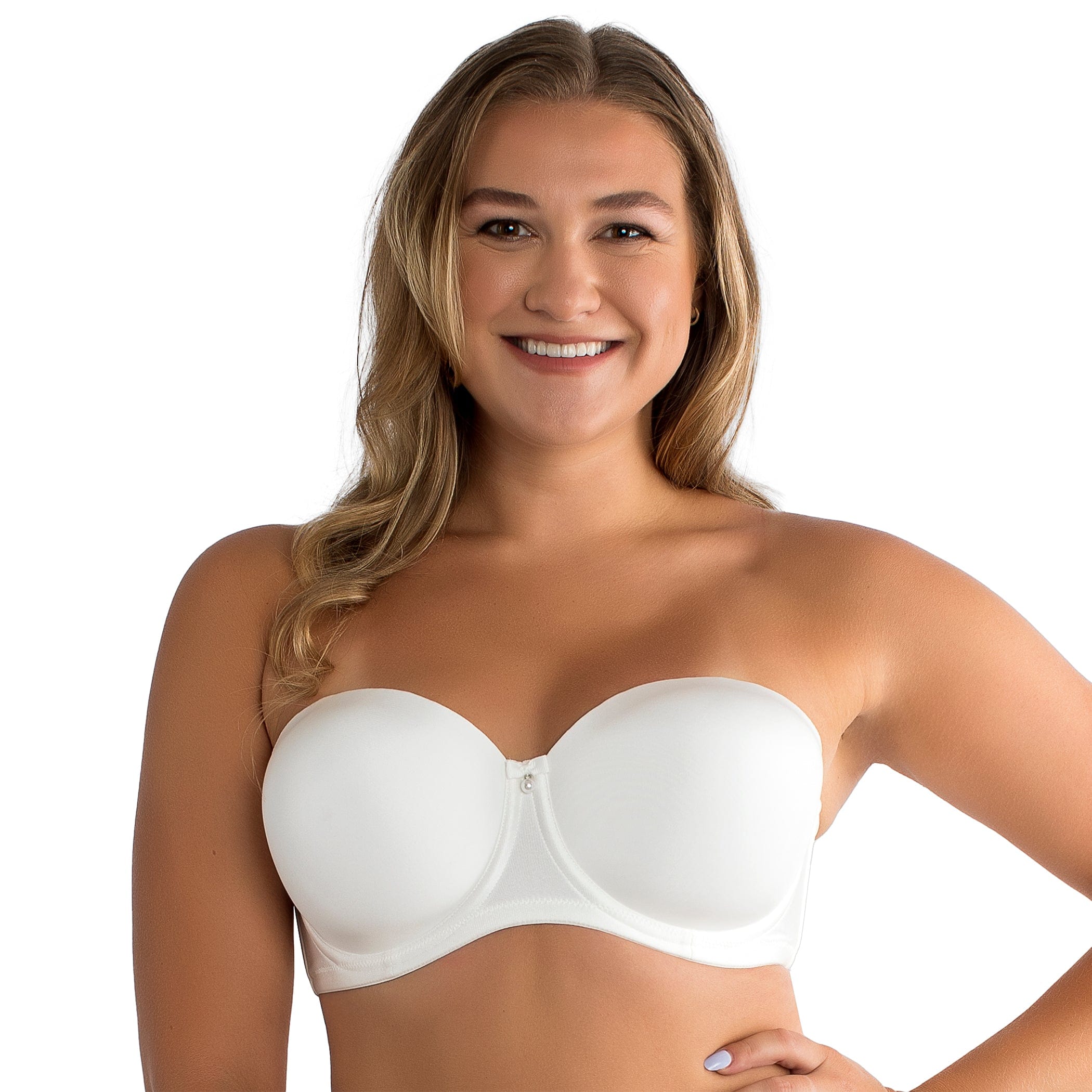 white strapless bra