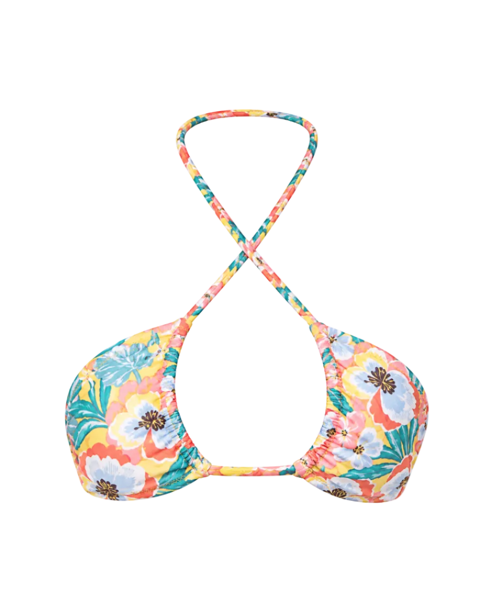 floral halter bikini top on white background
