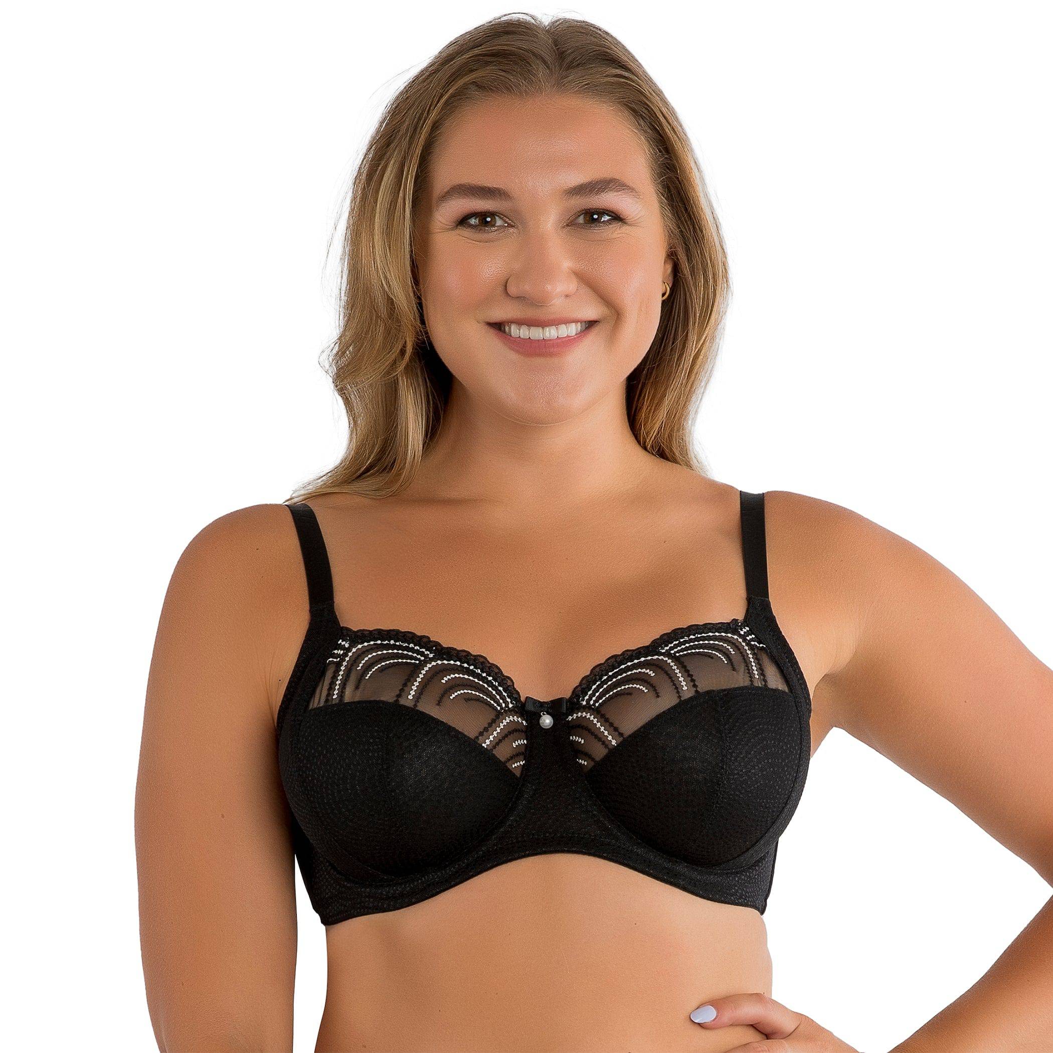 black embroidered full coverage bra