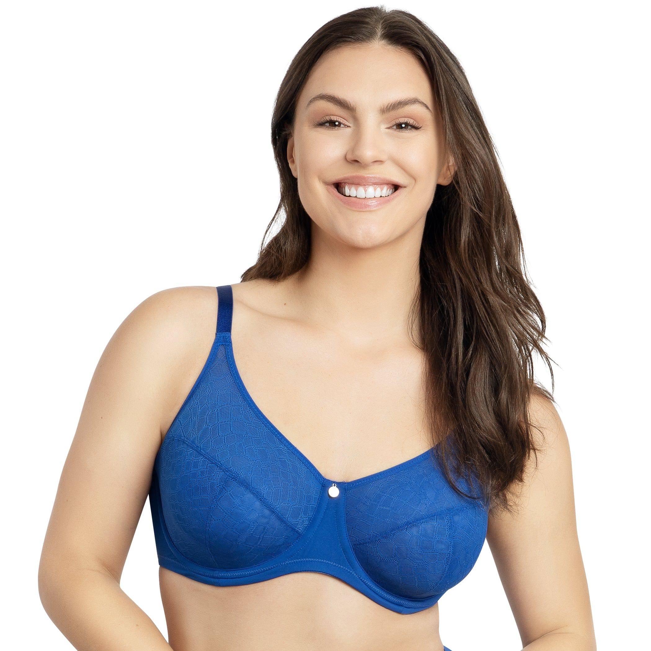 full coverage, comfortable bra in blue
