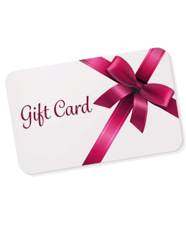 Gift card with a pink ribbon on a white background front view