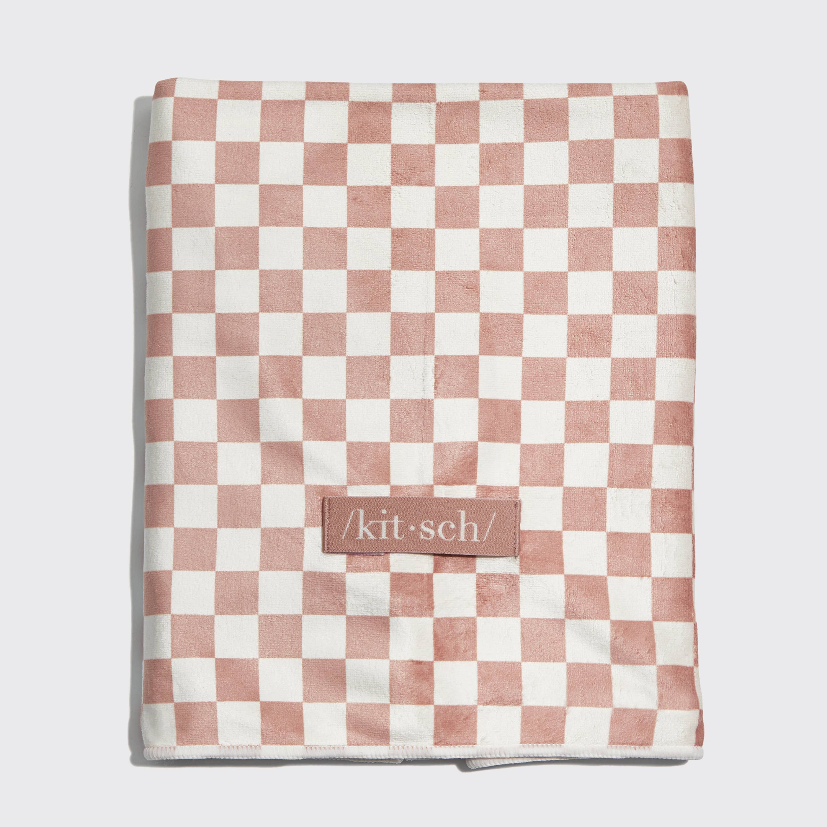 Extra Large Quick-Dry Hair Towel Wrap Terracotta Checker