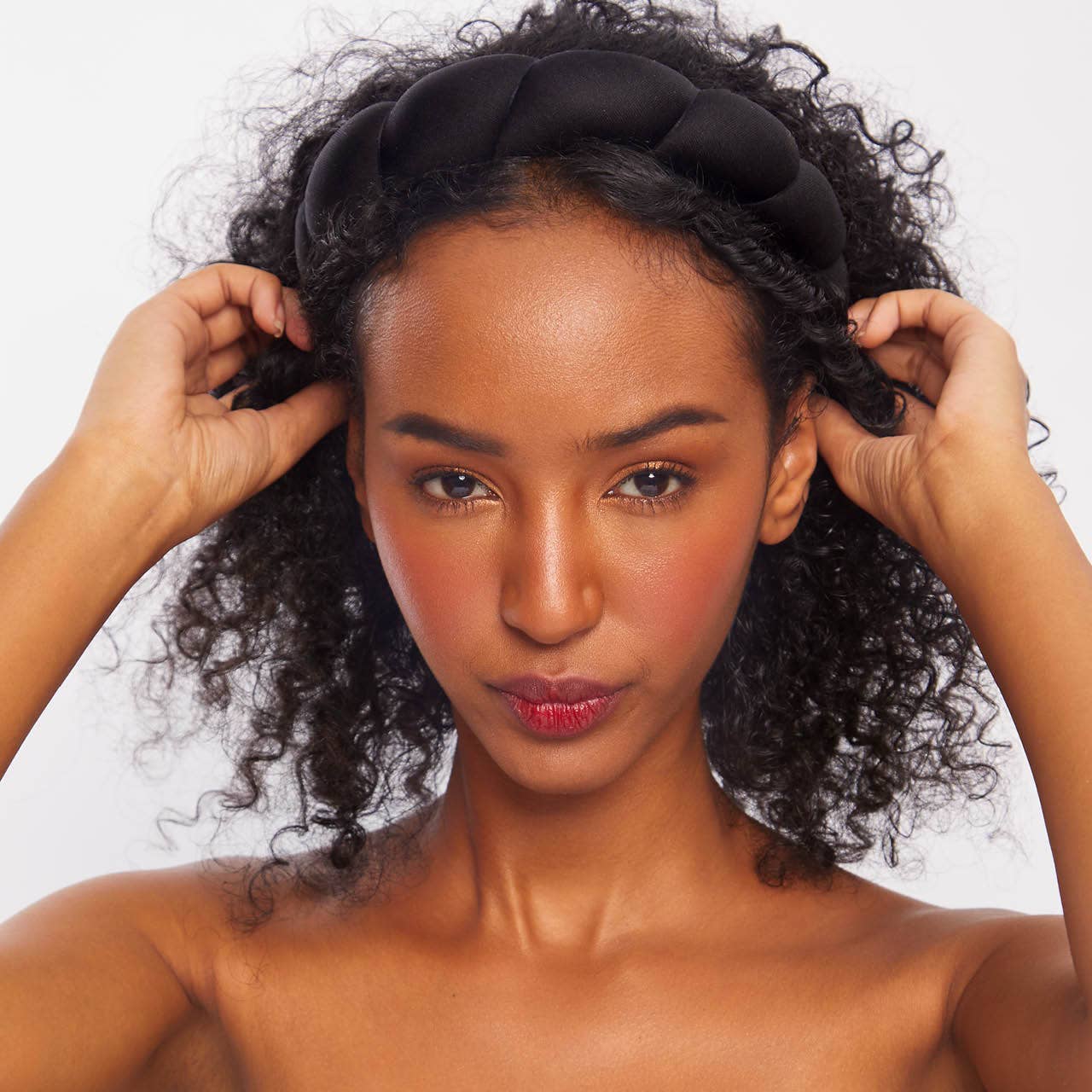 Recycled Fabric Puffy Headband 1pc Black