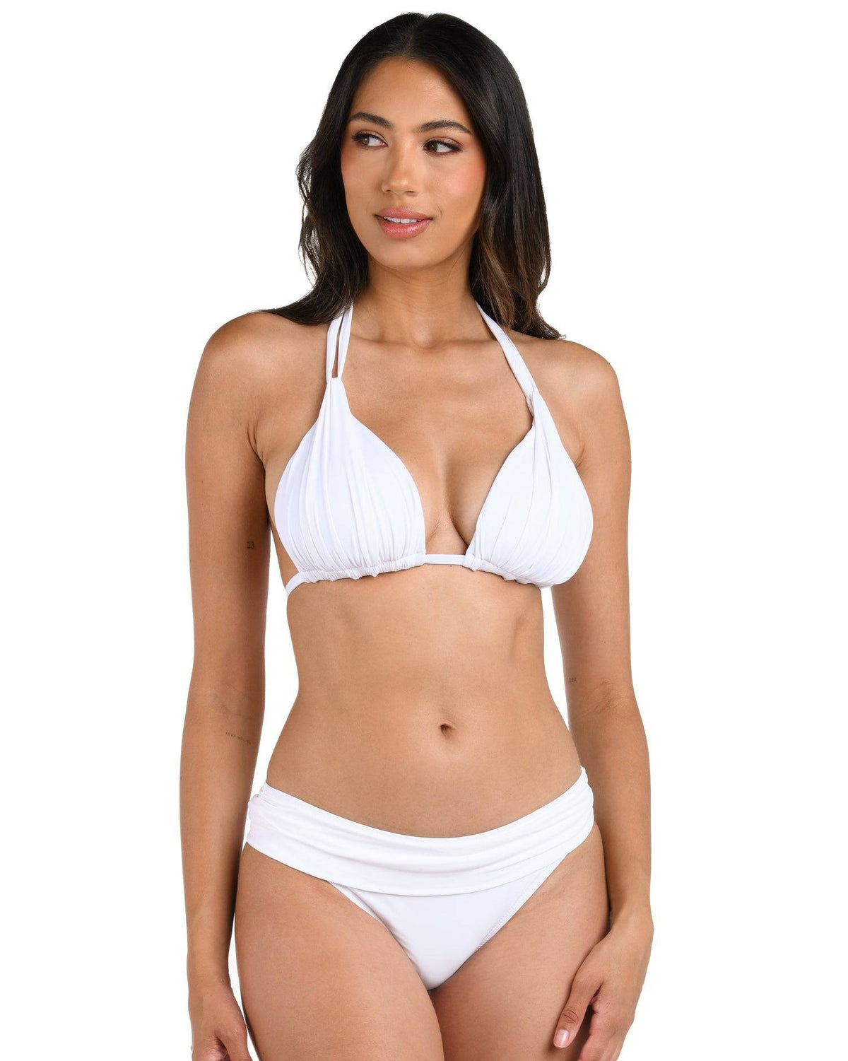 Island Goddess Halter Triangle Top White