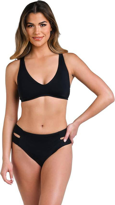 Island Goddess Mid-Waist Keyhole Bikini Bottom Black