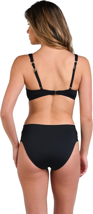 Island Goddess V-Neck Over the Shoulder Bikini Top Black - OLIVIA PAISLEY 