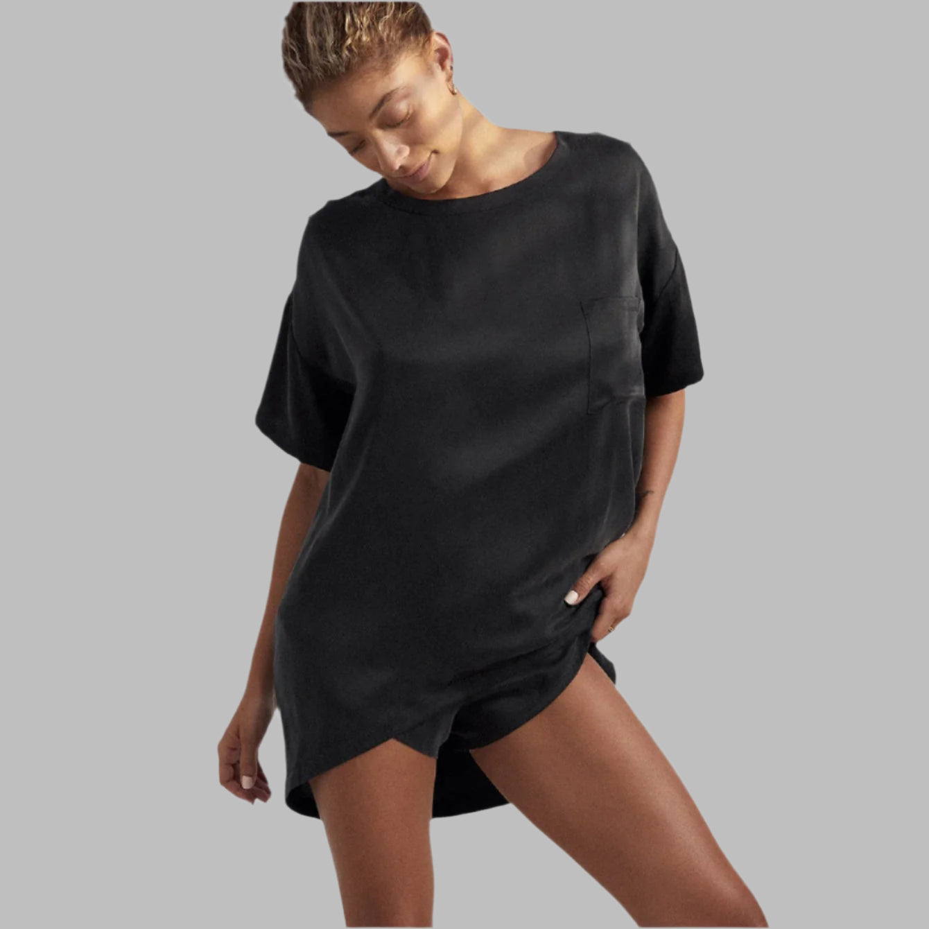 Lunya Silk Pajama Over Size Tee Set - OLIVIA PAISLEY 