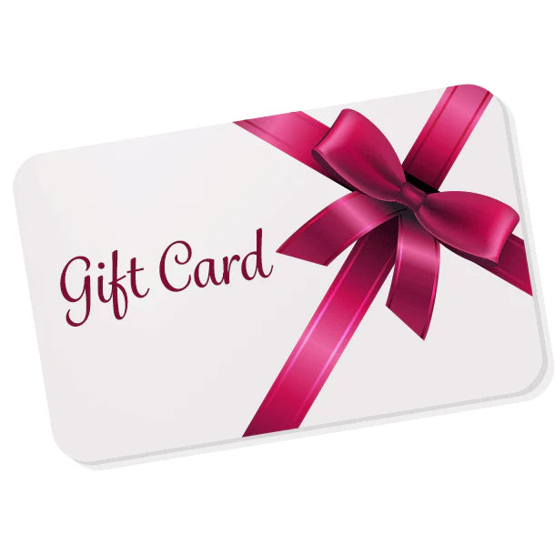 Gift card with a pink ribbon on a white background